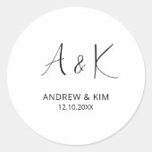 ミニマル結婚リストのイニシャルステッカーカスタムラベル ラウンドシール (正面)