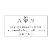 ミニマル結婚リストのイニシャルフローラ差出人住所 セルフインキングスタンプ (デザイン)