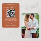 ミニマル結婚リストのウェブサイト写真QRテラコッタ エンクロージャーカード (正面/裏面)