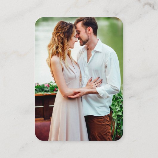 ミニマル結婚リストのウェブサイト写真QRテラコッタ エンクロージャーカード (裏面)