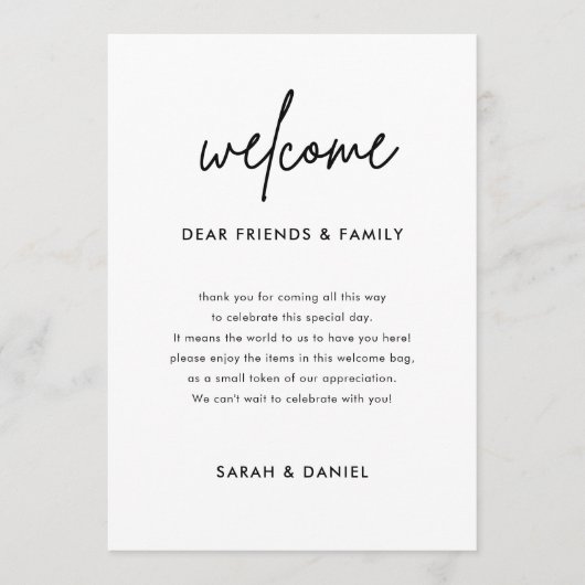 ミニマル結婚リストのウェルカムタイムライン 招待状 (正面)