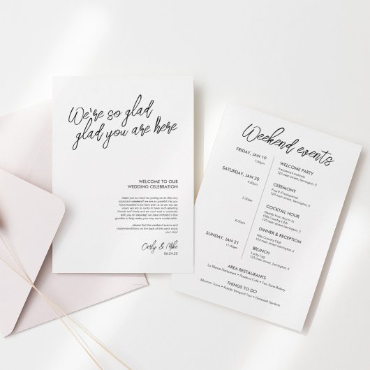 ミニマル結婚リストのウェルカムバッグ挿入 プログラム