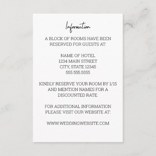 ミニマル結婚リストのエンクロージャカード エンクロージャーカード (正面)