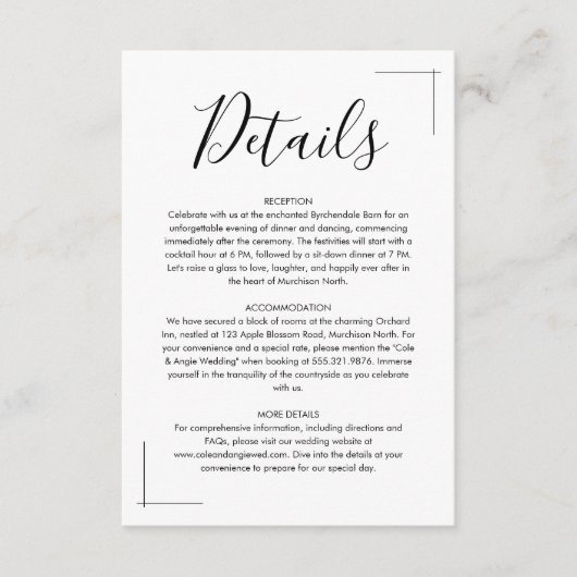 ミニマル結婚リストのエンクロージャカード エンクロージャーカード (正面)