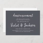 ミニマル結婚リストのキャンセルカード 招待状 (正面/裏面)