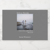 ミニマル結婚リストのグレーのフォトラヴ&ミ感謝していニ リキュールボトルラベル (シングルラベル)