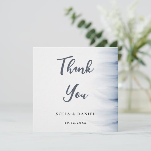 ミニマル結婚リストのサンキューカード（インクのアクセント） (スタンド正面)