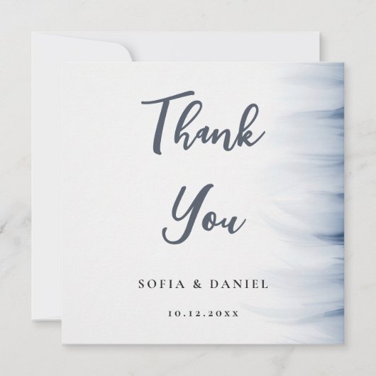 ミニマル結婚リストのサンキューカード（インクのアクセント） (正面)