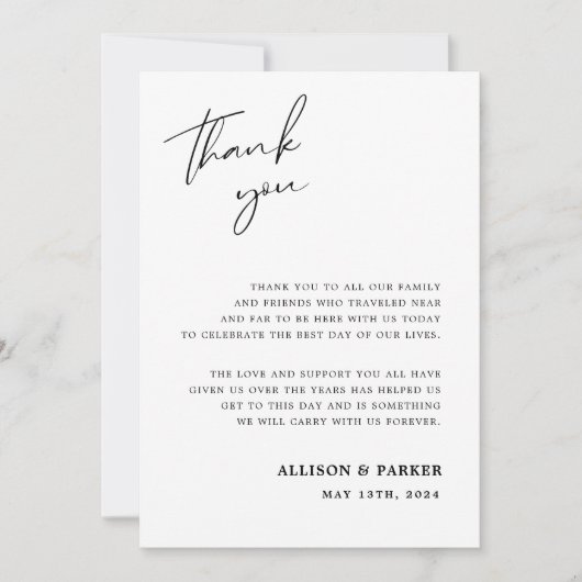 ミニマル結婚リストのサンキューカード(写真あり) サンキューカード (正面)