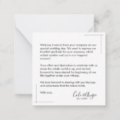 ミニマル結婚リストのサンキューカード（写真あり） ノートカード (裏面)