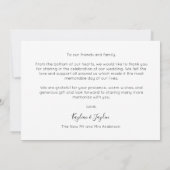 ミニマル結婚リストのサンキューカード（写真あり） ノートカード (裏面)