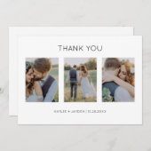 ミニマル結婚リストのサンキューカード（写真あり） ノートカード (正面/裏面)