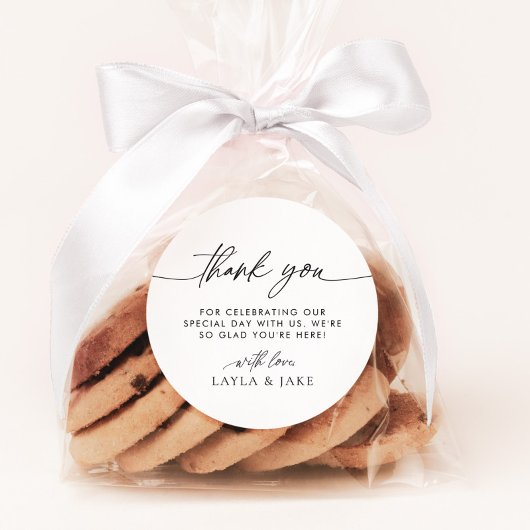 ミニマル結婚リストのステッカーLAYLAに感謝 ラウンドシール