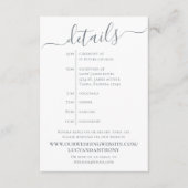 ミニマル結婚リストのタイムラインブルー詳細サイト エンクロージャーカード (正面)