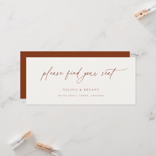ミニマル結婚リストのテーブル席カードヘッダー 招待状 (正面/裏面インサイチュ)