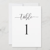 ミニマル結婚リストのテーブル番号カード 招待状 (正面)