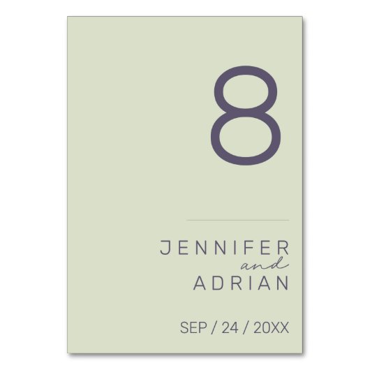 ミニマル結婚リストのテーブル番号 – カスタマイズ可能 テーブルナンバー (正面)