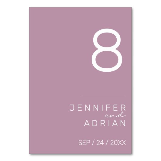 ミニマル結婚リストのテーブル番号 – カスタマイズ可能 テーブルナンバー (正面)