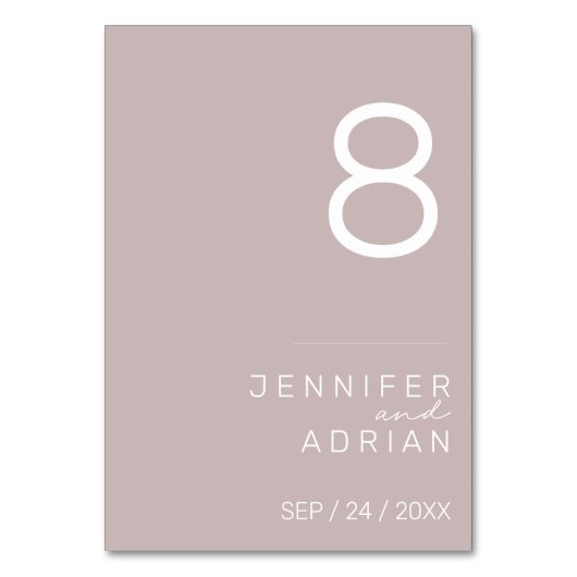 ミニマル結婚リストのテーブル番号 – カスタマイズ可能 テーブルナンバー (正面)