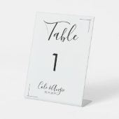 ミニマル結婚リストのテーブル番号 – 交差縁ど 台座サイン (正面)