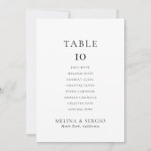 ミニマル結婚リストのテーブル10シーティングチャートカード 招待状 (正面)