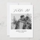 ミニマル結婚リストのテーブル20番号と写真カード 案内状 (裏面)