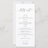 ミニマル結婚リストのディナーフードメニュー |レッツェ食べー (正面)