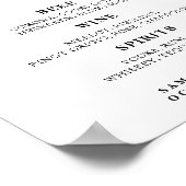 ミニマル結婚リストのバーメニュー記号 ポスター (角)