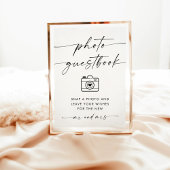 ミニマル結婚リストのフォトゲストブックサイン ポスター