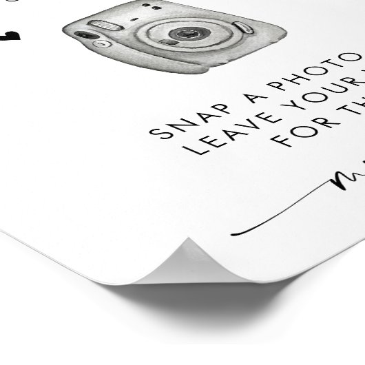 ミニマル結婚リストのフォトゲストブックサイン ポスター (角)