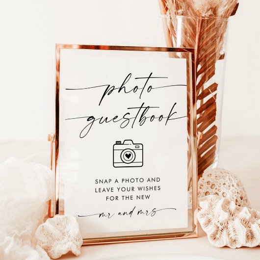 ミニマル結婚リストのフォトゲストブックサイン 招待状