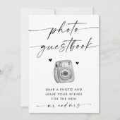 ミニマル結婚リストのフォトゲストブックサイン 招待状 (正面)