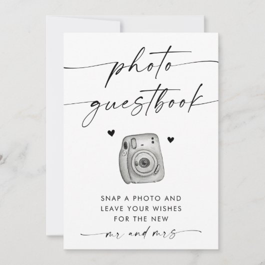 ミニマル結婚リストのフォトゲストブックサイン 招待状 (正面)