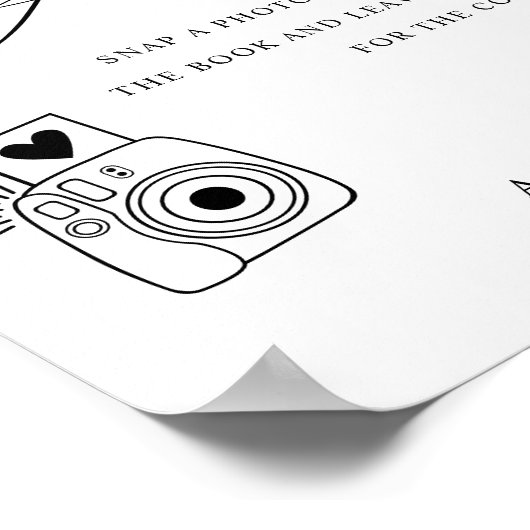 ミニマル結婚リストのフォトゲストブックポスター ポスター (角)