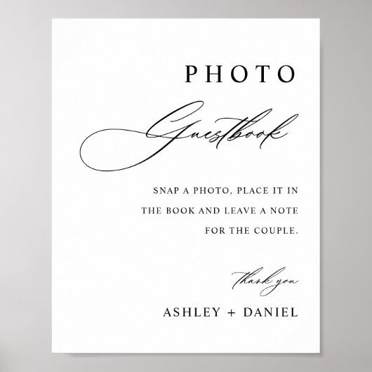 ミニマル結婚リストのフォトゲストブックポスター ポスター (正面)
