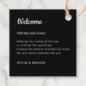 ミニマル結婚リストのブラックウェルカムギフト フェイバータグ (裏面)