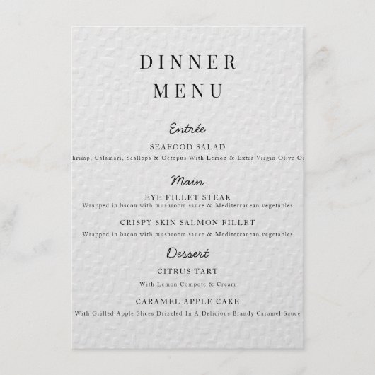 ミニマル結婚リストのメニュシンプルーポスタ結婚ー メニュー (正面)