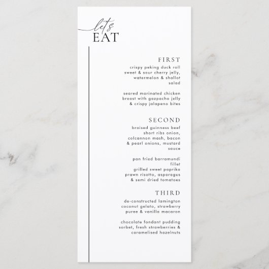 ミニマル結婚リストのメニューとドリンクのメニューLAYLA メニュー (正面)