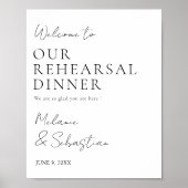 ミニマル結婚リストのリハーサルのディナーウェルカム ポスター (正面)