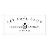 ミニマル結婚リストのリングや輪ハート名と日付 ラバースタンプ (インプリント)