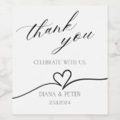 ミニマル結婚リストのワインラベル – ありがとうデザイン ワインラベル (シングルラベル)