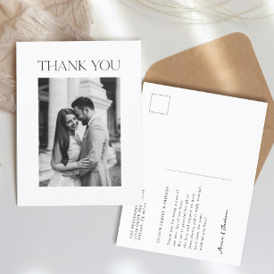 ミニマル結婚リストの写真ありがとう ポストカード
