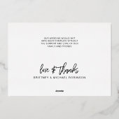 ミニマル結婚リストの写真コラージュ 箔招待状 (裏面)