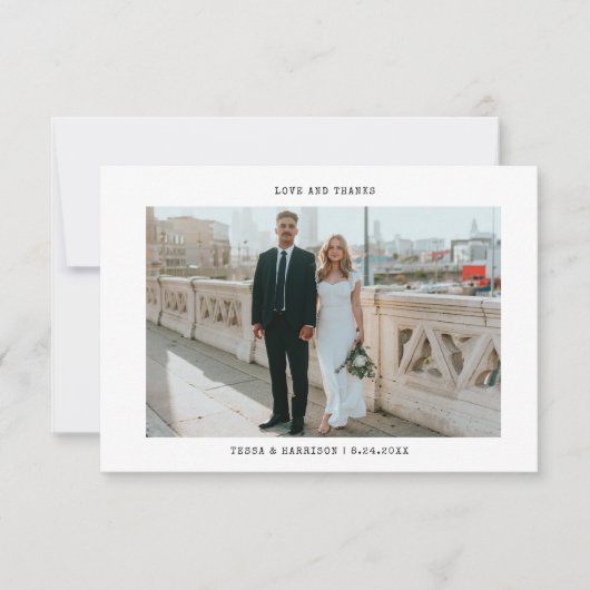ミニマル結婚リストの写真サンキューカード サンキューカード (正面)