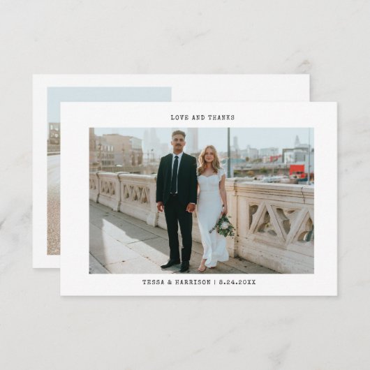 ミニマル結婚リストの写真サンキューカード サンキューカード (正面/裏面)