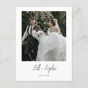 ミニマル結婚リストの写真サンキューカード ポストカード