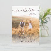 ミニマル結婚リストの写真日付の保存招待状 招待状 (スタンド正面)