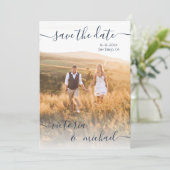 ミニマル結婚リストの写真日付の保存招待状 招待状 (スタンド正面)