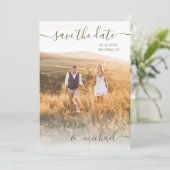 ミニマル結婚リストの写真日付の保存招待状 招待状 (スタンド正面)