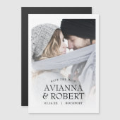 ミニマル結婚リストの写真日付の保存 マグネット招待状 (正面/裏面)